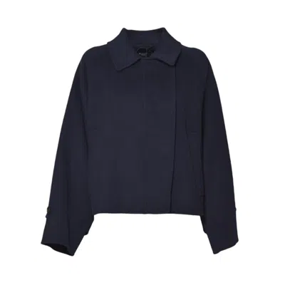 Max Mara Cropped Black Jacket With Classic Collar In Blue