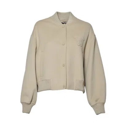 Max Mara Cropped Bomber Jacket With Ribbed Collar In Brown