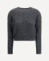 Max Mara Cropped Boxy Sweater In Alpaca-blend Yarn Interwoven With Metallic Fibers In Gray