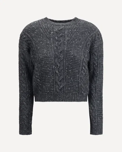 MAX MARA CROPPED BOXY SWEATER IN ALPACA-BLEND YARN INTERWOVEN WITH METALLIC FIBERS