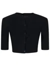 Max Mara Cropped Cardigan With Ribbed Texture And Button-down Front In Black