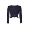 Max Mara Cropped Cardigan With Ribbed Texture And Button Front In Black