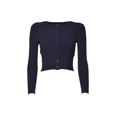 Max Mara Cropped Cardigan With Ribbed Texture And Button Front In Black