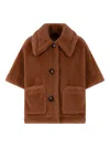 Max Mara Cape Wool Blend Front Pockets In Brown