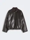 Max Mara Cropped Coated Jersey Bomber Jacket In Brown