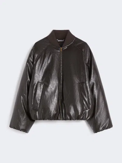 Max Mara Cropped Coated Jersey Bomber Jacket In Brown