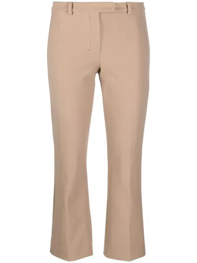 Max Mara Cropped Cotton-blend Tailored Trousers In Nude
