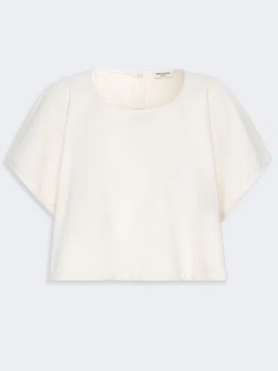 Max Mara Cropped Cotton Blouse In Neutral