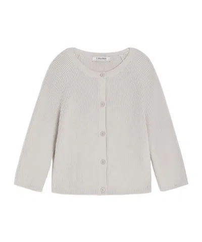 Max Mara Cropped Cotton Cardigan In Gray