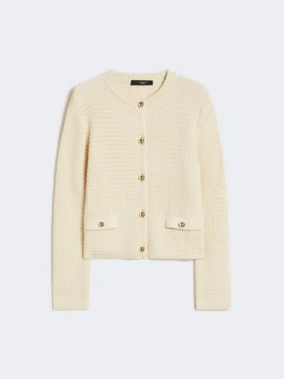 Max Mara Cropped Cotton Cardigan In Neutral