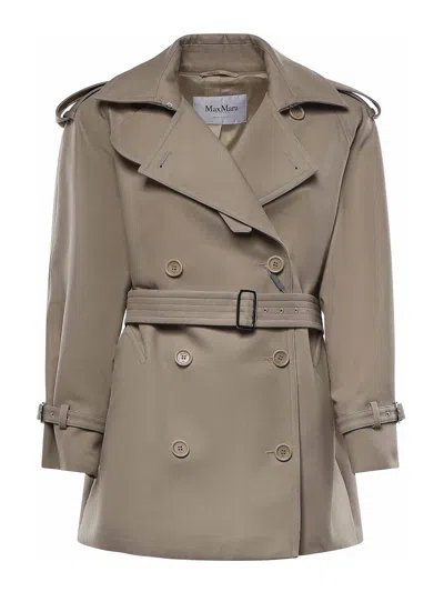 Max Mara Cropped Cotton Duster Coat In Brown