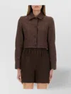 Max Mara Cropped Cotton Jacket Button Detail In Brown