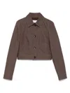 Max Mara Cropped Brown Denim-effect Jacket In Brown