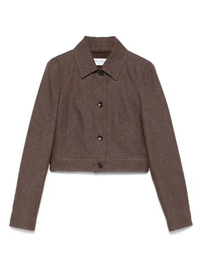 Max Mara Cropped Brown Denim-effect Jacket In Purple