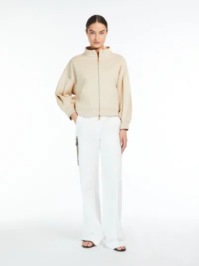 Max Mara Cropped Cotton Logo Blouse In White