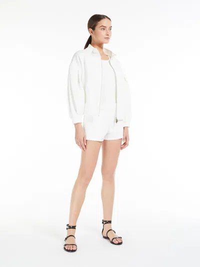 MAX MARA CROPPED COTTON LOGO BLOUSE