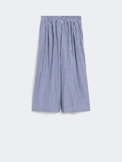 Max Mara Cropped Cotton Poplin Trousers In Blue