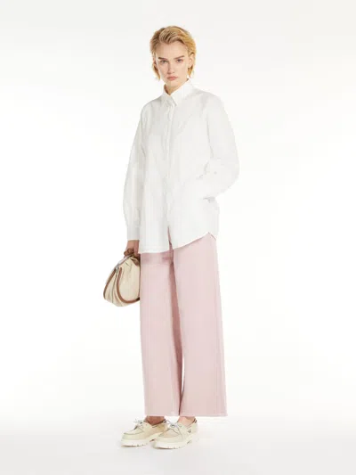 Max Mara Cropped Cotton Trousers In White