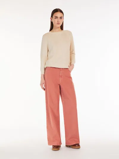 Max Mara Cropped Cotton Trousers In Orange