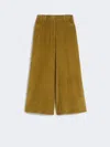 Max Mara Cropped Cotton Velvet Trousers In Green