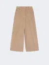 Max Mara Cropped Cotton Velvet Trousers In Brown