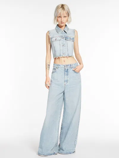 Max Mara Cropped Denim Waistcoat In Blue