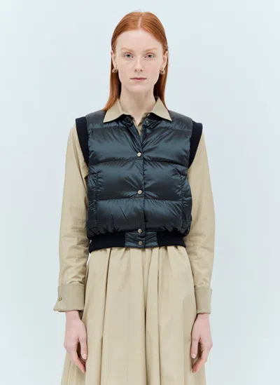 Max Mara Cropped Down Vest In Navy