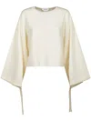 Max Mara Cropped Dress With Flowing Sleeves And Adjustable Ties In Neutral