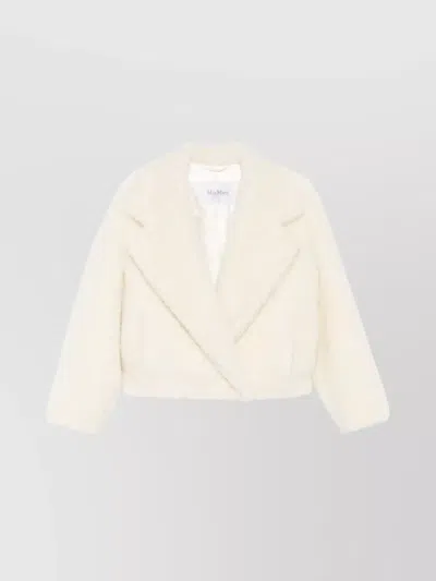 Max Mara Cropped Faux Fur Jacket With Long Sleeves In Neutrals