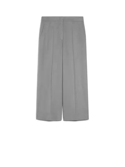 Max Mara Cropped Grey Trousers With Wide-leg Silhouette In Gray