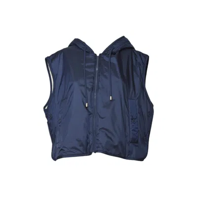 Max Mara Cropped Hooded Vest With Shiny Exterior In Green