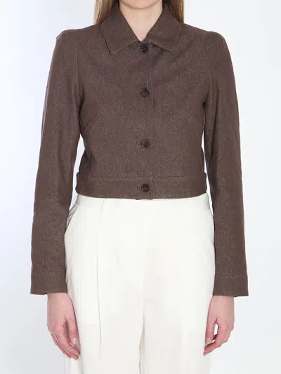 Max Mara Cropped Denim Jacket In Brown