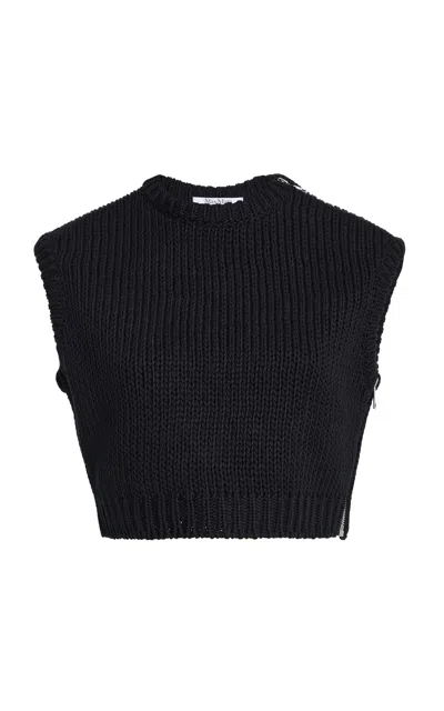 Max Mara Cropped Knit Turtleneck Sweater In Black