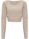 Max Mara Cropped Knitted Top In Neutrals