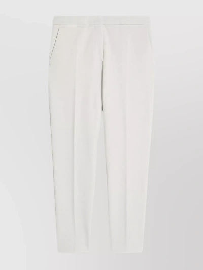 Max Mara Cropped Leg Trousers With Flap And Zip In White
