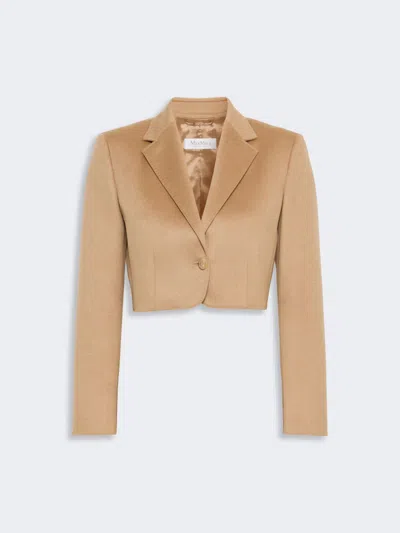 Max Mara Cropped Light Camel Jacket In Poil De Chameau