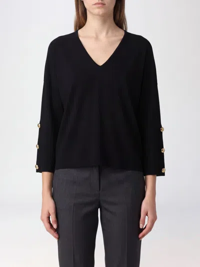 Max Mara Cropped Long-sleeved Blouse With V-neck And Dropped Shoulders In Black
