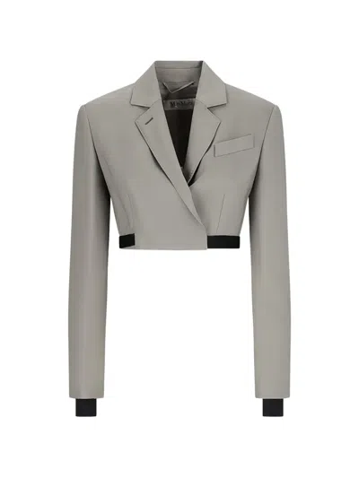 Max Mara Cropped Notched-lapel Jacket In Gray
