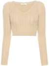 Max Mara Cropped Open-knit Jumper In Brown