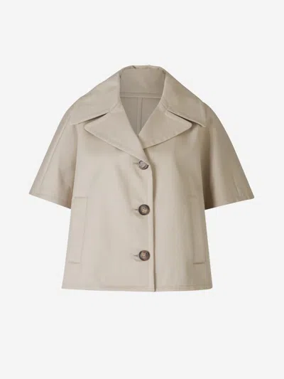 Max Mara Cropped Oversize Trench Coat In Neutral