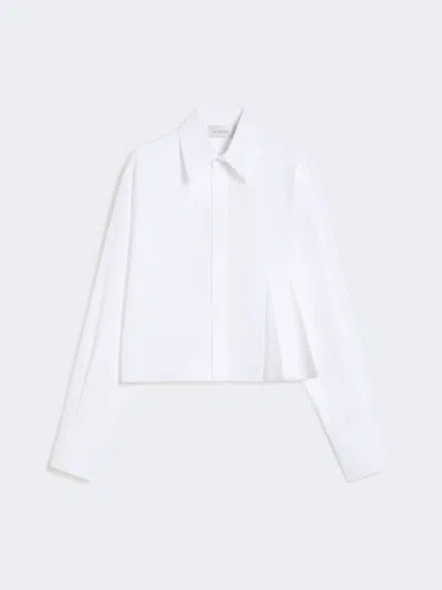 Max Mara Cropped Poplin Shirt With Asymmetrical Pleats In White