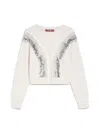 Max Mara Cropped Pullover With Gradient Mirrored Glass Embroidery In White