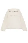 Max Mara Cropped Relaxed-fit Hoodie With Embroidered Logo In Neutral