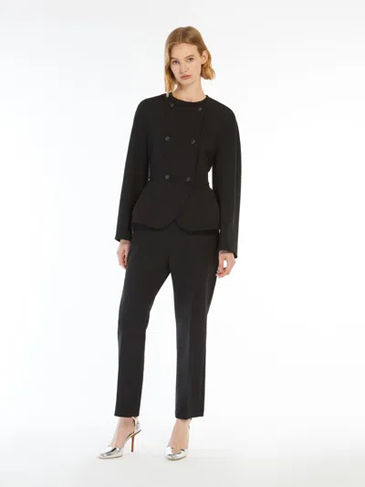 Max Mara Cropped Sablé Trousers In Black