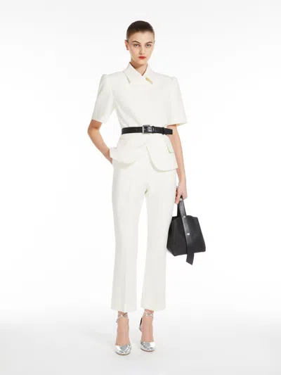 Max Mara Cropped Sablé Trousers In White
