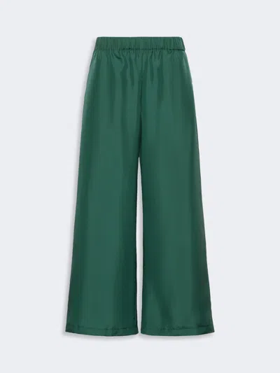 Max Mara Cropped Silk Trousers In Green