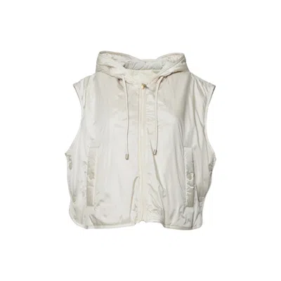 Max Mara Cropped Sleeveless Jacket With Hood And Zip Closure In White