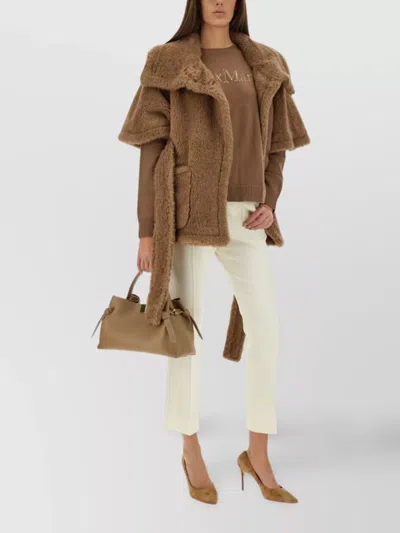 Max Mara Cropped Slim Fit Trousers Side Pockets In Neutral