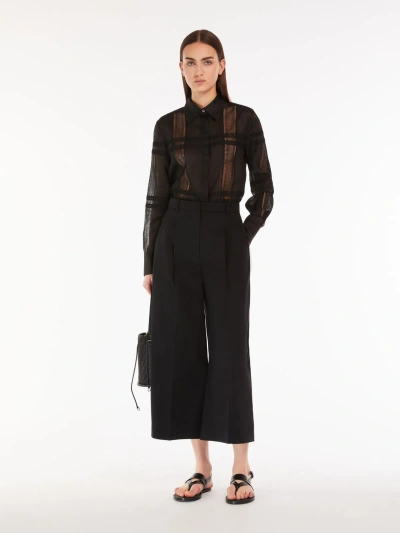 Max Mara Cropped Stretch Cotton Trousers In Black