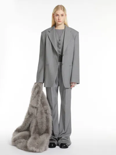 Max Mara Cropped Stretch Wool Waistcoat In Gray